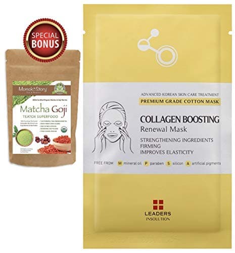 Leaders Collagen Boosting Renewal Medical Grade Treatment Mask | Anti-Aging & Lifting | Premium Collection with Concentrated Serum | Professional Remedy 10 Sheets -Momoko Story