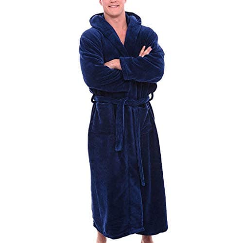 YOCheerful Men's Bathrobe Bath Robe Plus Size Loungewear Winter Sleep Pajama Nightwear