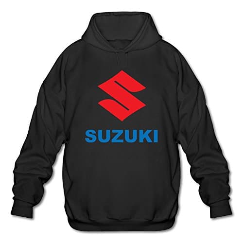 FZLB Men's Suzuki Motor Logo Long Sleeve Hooded Sweatshirt Small Black Apparel