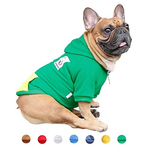 iChoue I am a French Bulldog Clothes Hoodies for Dogs Puppy Frenchie Pug English Boston Terrier Bully Pitbull Sweatshirt Sweater Clothing Cold Weather Winter Coats - Green/Medium