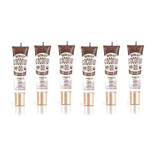 Ruby Kisses Broadway Vita-Lip Clear Lip Gloss (Coconut Oil 6 Pack), Ultra-Hydrating & Soothing Formula with Vitamin Oils, High-Shine Non-Sticky Finish, Healing Glossy Lip Balm Locks in Moisture