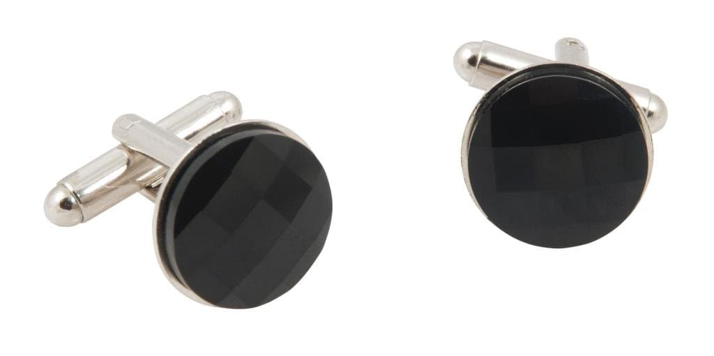 Junee Hee Men's Swarovski Jet Round Crystal Cufflinks