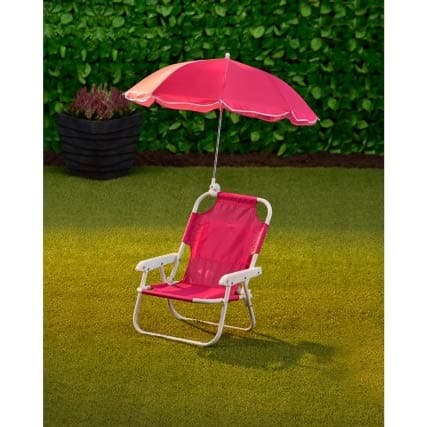 Kids Patio Furniture Chair Umbrella Children's Sun Lounger Seat Garden Parasol (Pink)