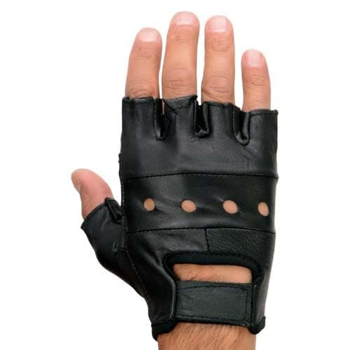 Shaf International Men's Leather Fingerless Gloves (Black, X-Small)