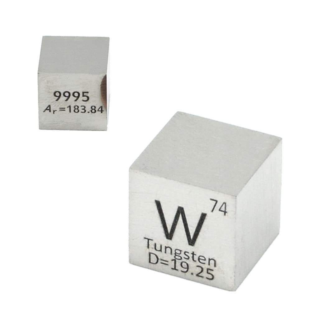 Polished Tungsten Cube Wolfram W 99.95% Element Cube Pure 10mm Density Cube for Element Collection Periodic Table Hunter, and More (0.39", Tungsten Polished)