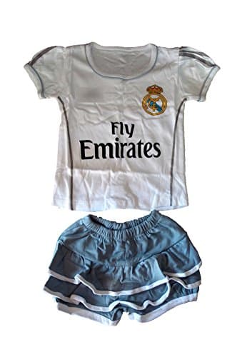 DIY Designs Baby Soccer Adorable tee and hotpant For baby girl 12-18 months (Real Madrid white grey)