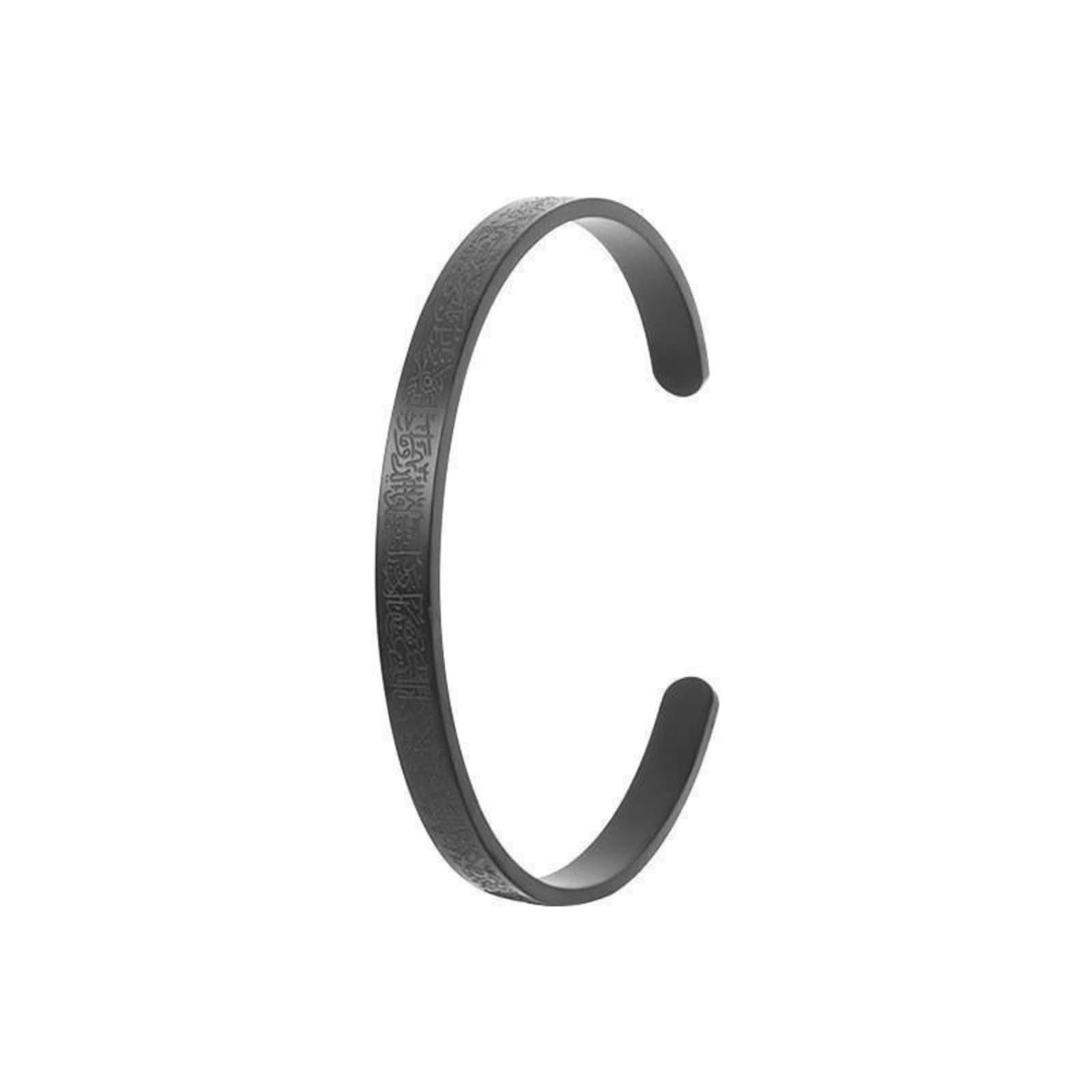 Woman Men Ayatul Kursi Bracelet Muslim Quran Allah 6MM Black Stainless Steel Designe Amulet Openable Cuff Bangle Jewelry Islam Eid Ramadan Presents