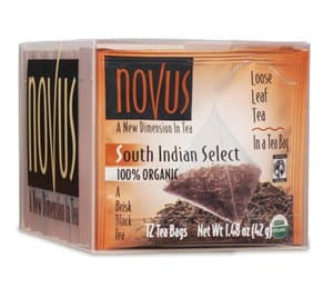 Novus Tea Organic South Indian Select Tea, FAIR TRADE, 50 Tea Pouches