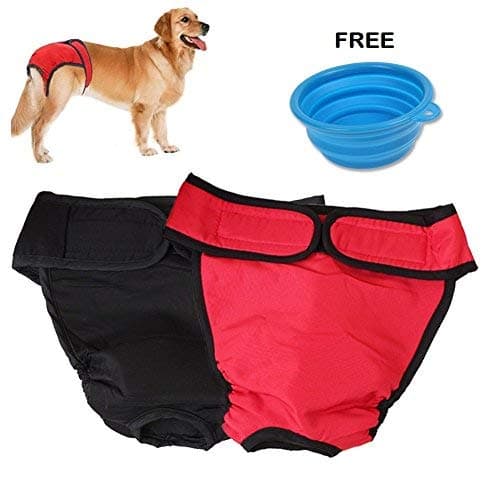 Comfortable Dog Underwear Dog Diapers Pants Male Female with Fastener Strap to Put On/Off | Unisex Washable Reusable Sanitary Panties for Small to Large Dogs Pet | Premium High Absorbency Cotton