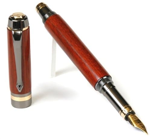 Lanier Pens Elite Fountain Pen - Gun Metal - Bloodwood