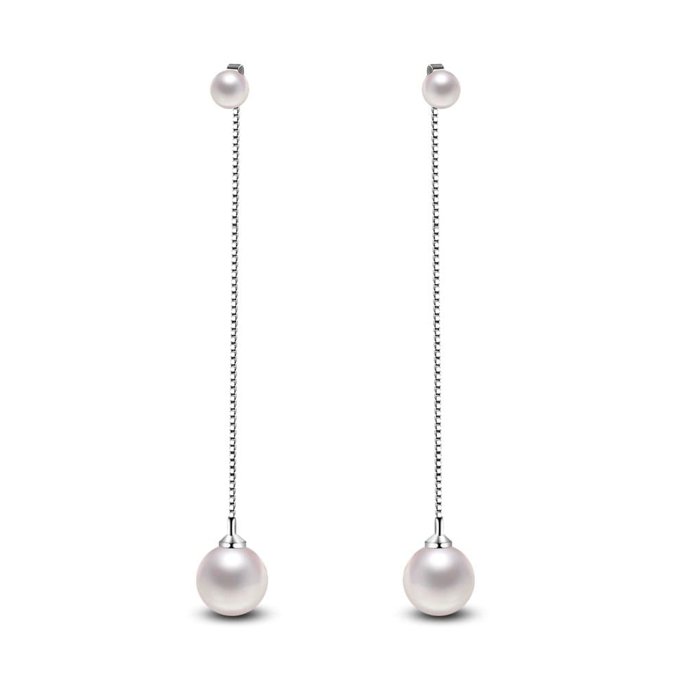 Korean Fashionable Tassel Drop Earrings with Pearl Silver Plated Drop Earrings
