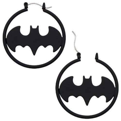 Body Accentz Earrings 316L Surgical Steel, Batman Matte Black Fashion 1.5