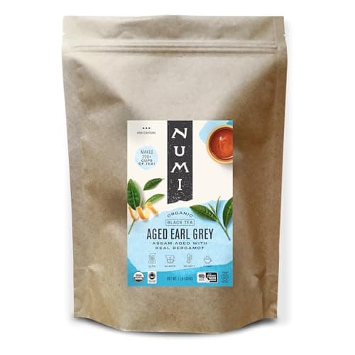 Numi Organic Aged Earl Grey Tea Loose Leaf, 16 Ounce Pouch, Black Tea With Bergamot, Brews 200 Cups