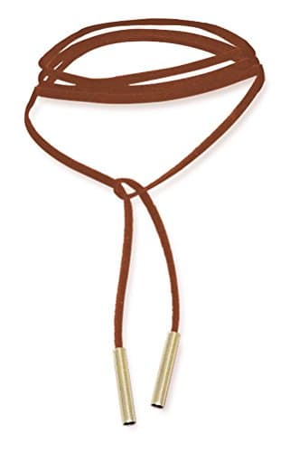 Brown Leather Choker Collar Necklace with Gold Tube - Adjustable Long Collar Leather Necklace by Woowom