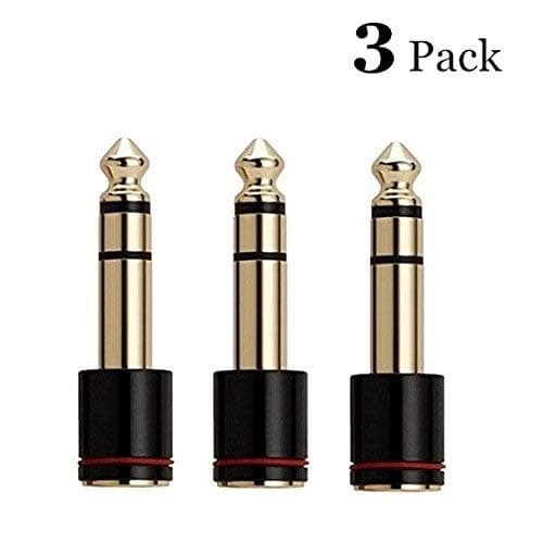 VSKEY[3Pack Stereo (1/4 Inch) 6.35mm Male to 3.5mm (1/8 inch) Female Stereo Audio Adapter for Headphones,Amplifiers,AMPMixing Console, Home Theater Devices Audio Convertor