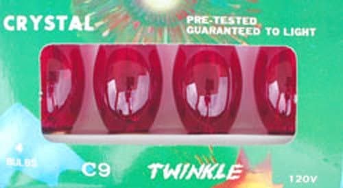 C-9 Red Transparent Replacement Bulbs for Twinkle Lights or Blinking Lights
