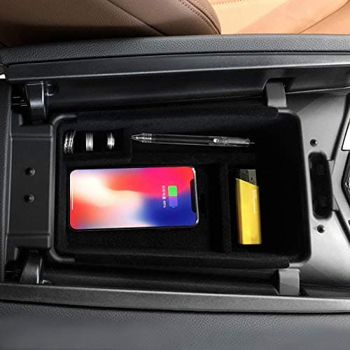 DeHasion QI Wireless Charger Phone Holder Car Armrest Storage Box Car Center Console Organizer Suitable for 2018 Maserati Ghibli Glove Armrest Storage Box Wireless Charging for iPhone X