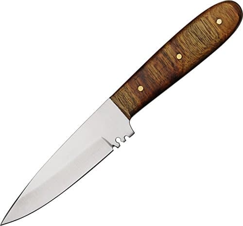 Full Tang Skinner Patch Knife 6.5 Inch - Brown Hunting Knifes with Stainless Steel Blade, Pakkawood Handle with Brass Pins & Leather Sheath - Camping Knife for Hiking & Camping