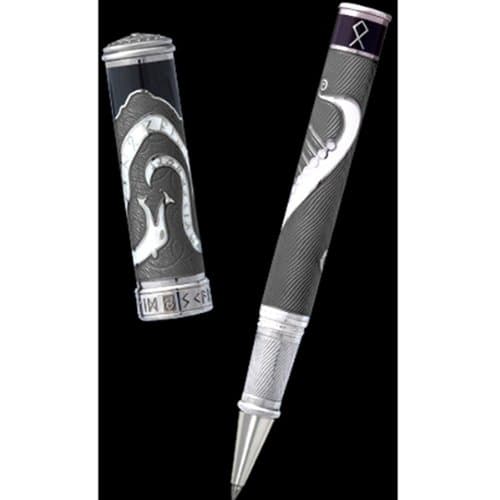 David Oscarson Valhalla Black White and Gray Hard Enamel Rollerball Pen