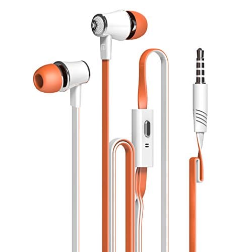 Dastone 3.5mm Noise Isolating Bass in-Ear Stereo Earphones Earbuds Headset,Headphones with Remote Control & Microphone for Smartphones Tablets Laptops Earphone Andriod iOS (Orange)
