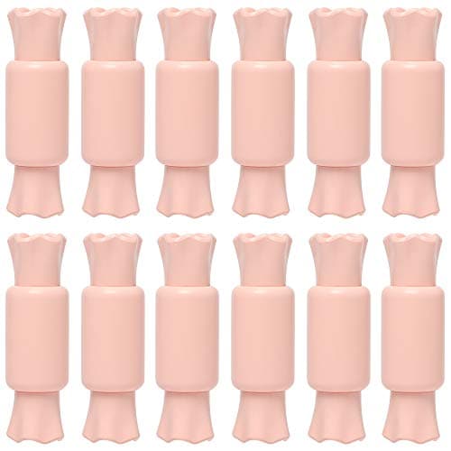 RONRONS 12 Pack Empty Lip Gloss Tube Candy Shape Plastic Lip Balm Containers Refillable DIY Cosmetics Reusable Sample Bottles,Pink