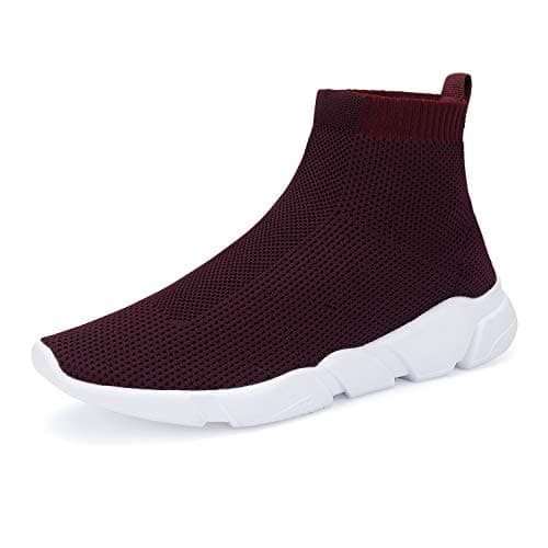 WXQ Men's Athletic Walking Shoes Lightweight Fashion Sneakers Breathable Running Shoes Wine Red 46