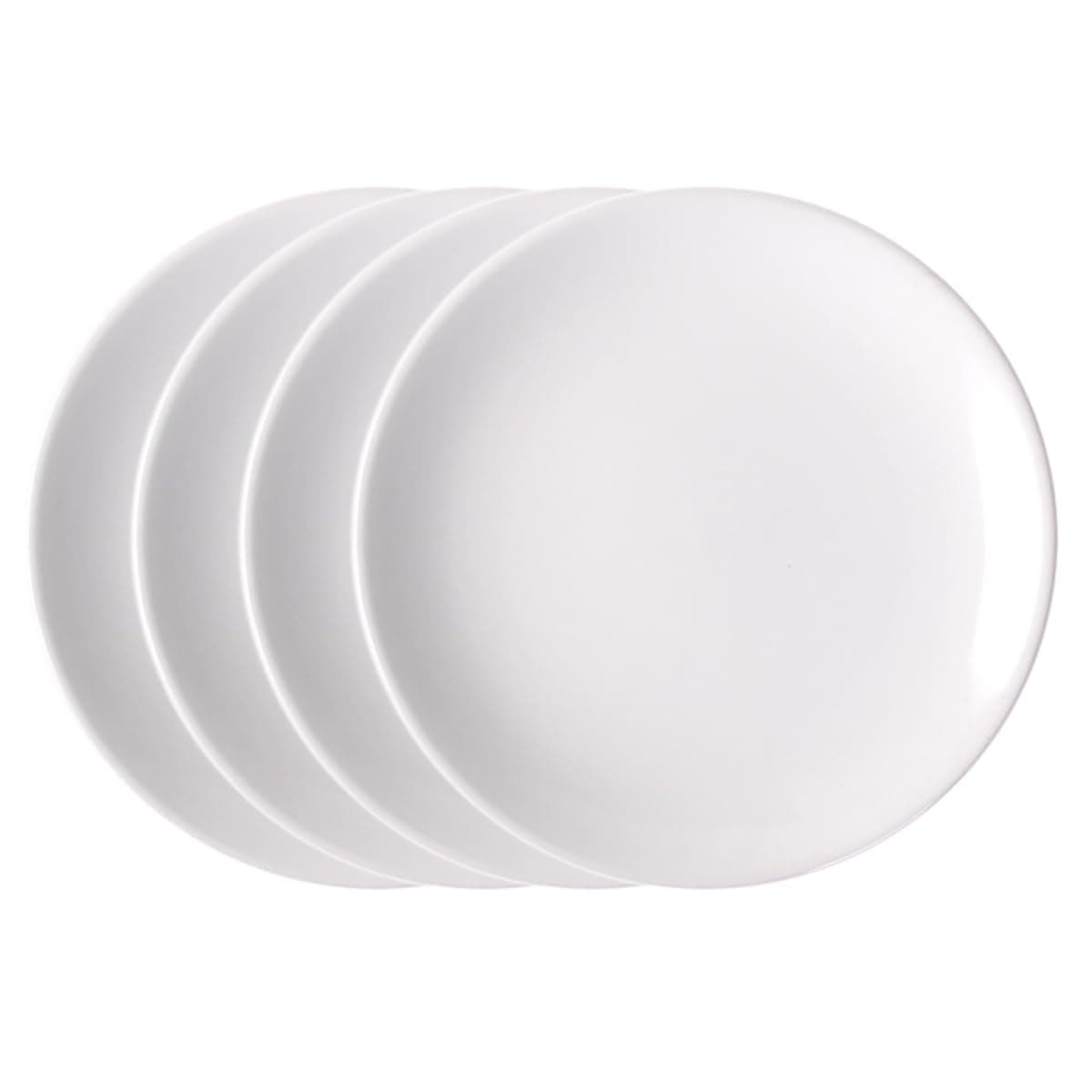 4 Pcs White Porcelain Dinner Plates, 9-Inch Round Ceramic Flat Dessert Plates