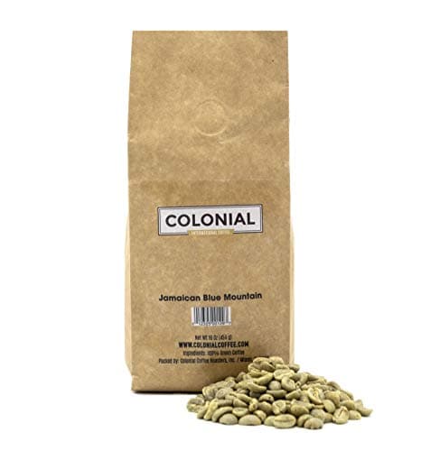 Colonial Coffee Unroasted Green Raw Jamaican Blue Mountain Whole Coffee Beans, 1 LB Bag