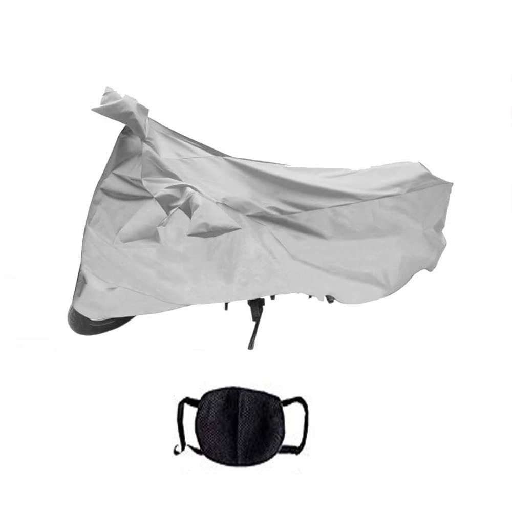 Riderscart 100% Waterproof, Dustproof & UV Protection Bike Cover Combo with Pollution Mask and Storage Bag Body Covers for Suzuki Burgman - Silver