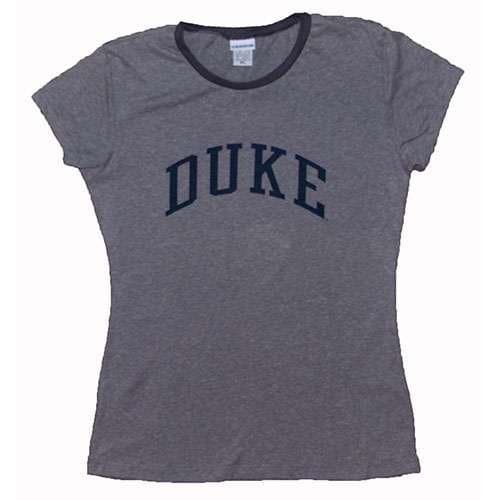Duke Blue Devils T-shirt - Ladies Ringer By League - Athletic Navy - Junior Women - XL (16-18)
