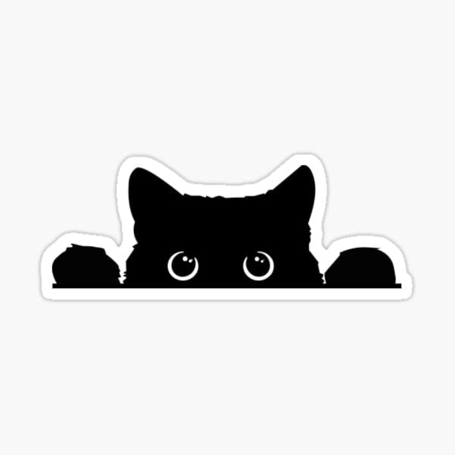 Sticky Dude Peeking Sneaky Cat Sticker Funny Vinyl Waterproof, 5in - Black Cat Yeti Cup Cooler Box Decal for Car Laptop Wall (White-Border)