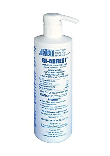 BI-ARREST Dual Phenol Hospital Grade Disinfectant - 16 oz. concentrate, makes (128) 16 oz. bottles