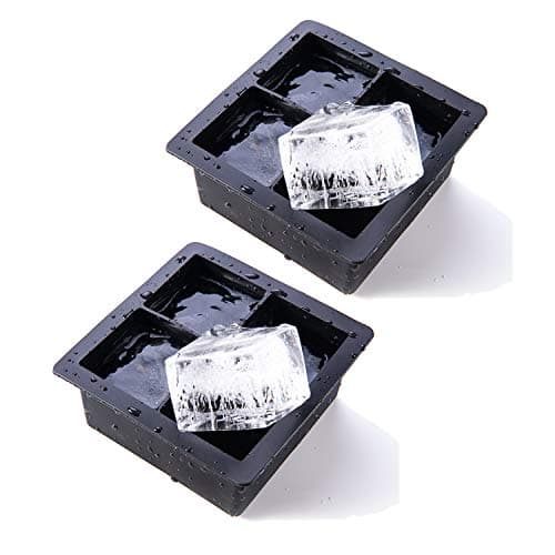 Ice Cube Trays, SAWNZC Square-Shaped Fun Ice Cube Molds BPA Silicone Flexible Ice Maker for Chilling Whiskey Cocktails Set of 2
