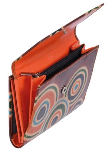 Women's Leather Purse in hand-painted leather 5.5 x 3.5 inch Orange