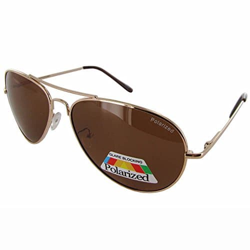 Polarized Eyewear PL0791 Aviator Sunglasses, Gold/Brown