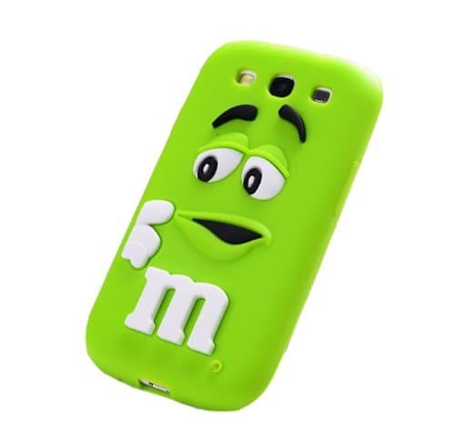 My8 Green Samsung S III i9300 Cover Cute M&M's Milk Chocolate Rainbow Bean With Finger Soft Silicone Rubber Back Case Skin for Samsung Galaxy S3 III i9300