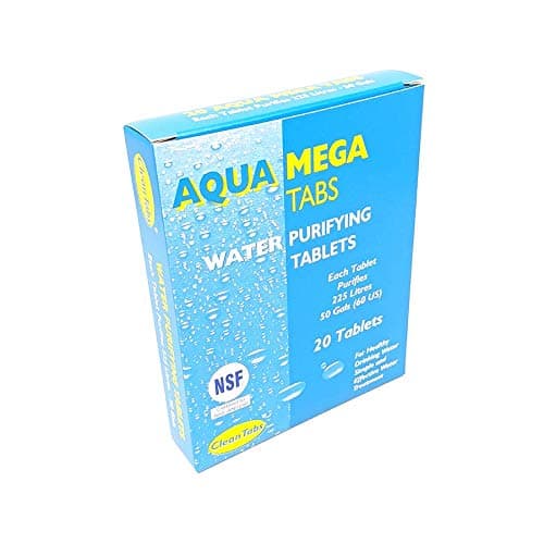 040781 Aqua Mega Water Purifying Tablet, Blue, Pack of 20