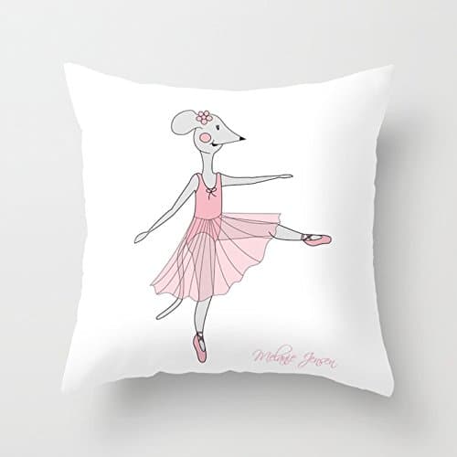 Ballerina Mouse 'Freja' (w) Pillow Case by Illusima cartoon 1818 inches