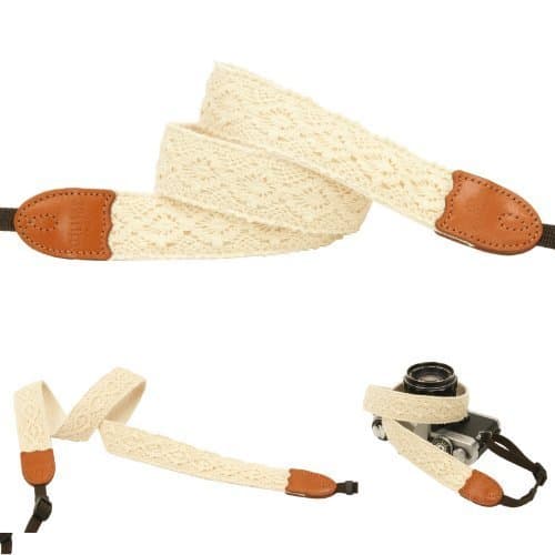Ivory Lace Camera Neck Strap for Film SLR DSLR Rf Digital Canon Best Mod Pretty Vintage Straps (Flower Type)