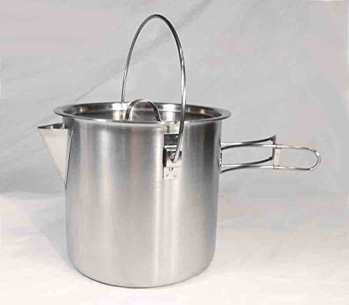 Teton Falls 52/68 Oz Stainless Steel Camping Pot Cooking Kettle + Silicone Oven Mitts