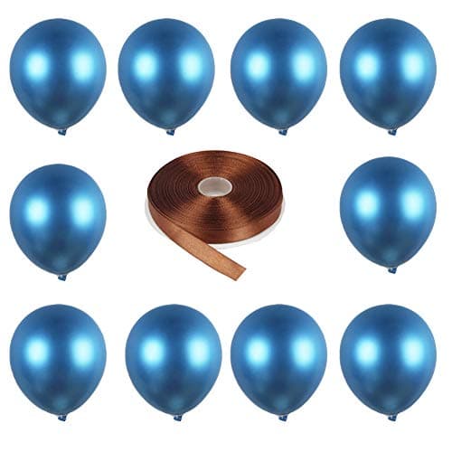 Tellpet Blue Metallic Balloons for Wedding, Graduation, Birthday Party Decorations, 12 Inch, 10 Pcs