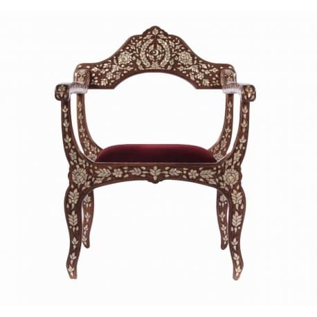 BuyKnight Original antique Ottoman chair vintage old Syrian mother pearl - MOP00028