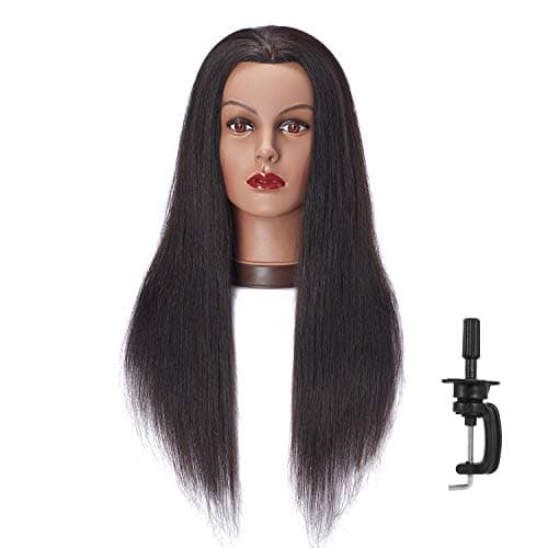 24-26'' Mannequin Head With Human Hair Styling Training Head Dolls for Cosmetology Manikin Maniquins Practice Head with Stand (9926B0218H)