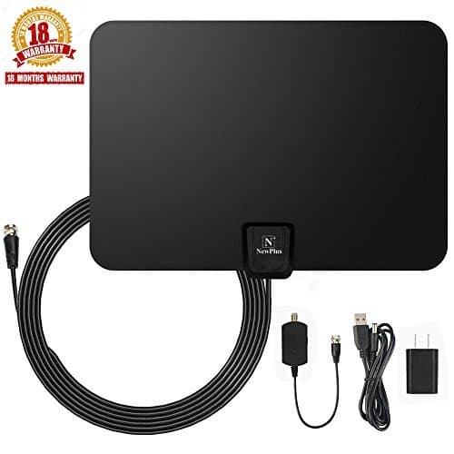 TV Antenna, NewPlus Indoor Amplified HDTV Antenna 50 Mile Range with Detachable Amplifier Signal Booster, USB PowerSupply and 16.5FT High Performance Coax Cable- Upgraded 2017 Version Better Reception