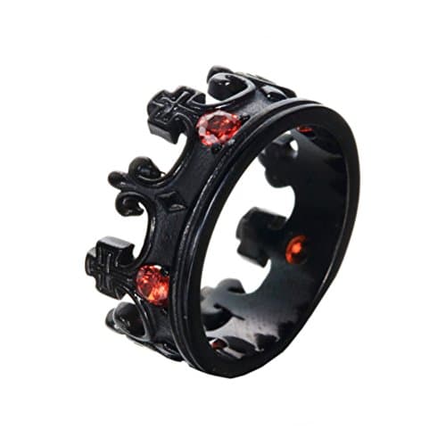 Men's Women's Stainless Steel Round Cubic Zirconia Inlaid Vintage Domineering Royal King Crown Cross Ring