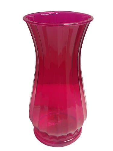 8in Poly Plastic Pink Classic Rose Vase