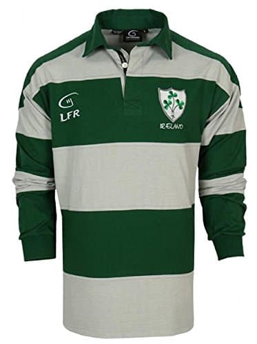 LFR Malham Irish Long Sleeve Striped Rugby Jersey Forest Green and Grey (XXXL)