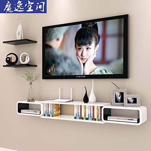 Woodsy Wooden Wall Set top Box Stand (White Black)