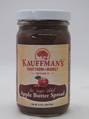 Kauffman's Fruit Farm Homemade Apple Butter, No Sugar Added, Delicious on Toast, Bagels, and Ice Cream, Half Pint (Pack of 4)