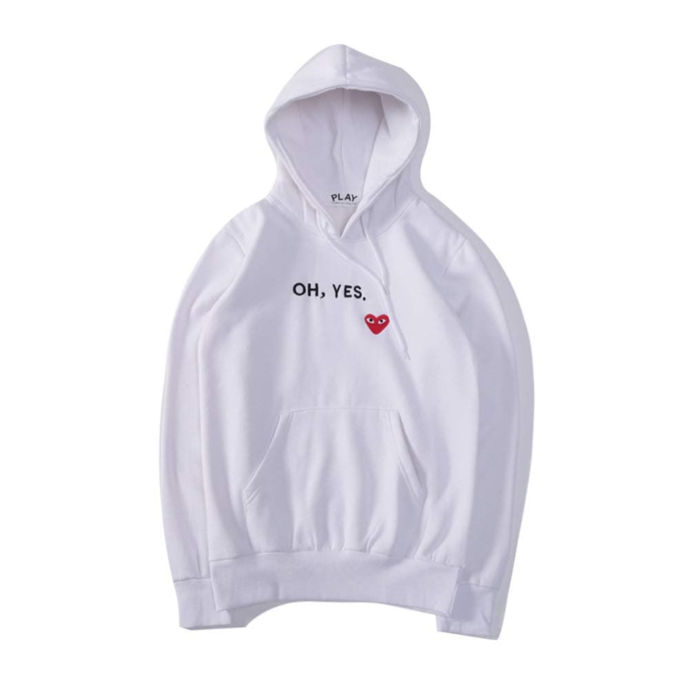 drter Play red Heart Embroidery Love Loose Hooded Zipper Sweater Casual Couple Jacket